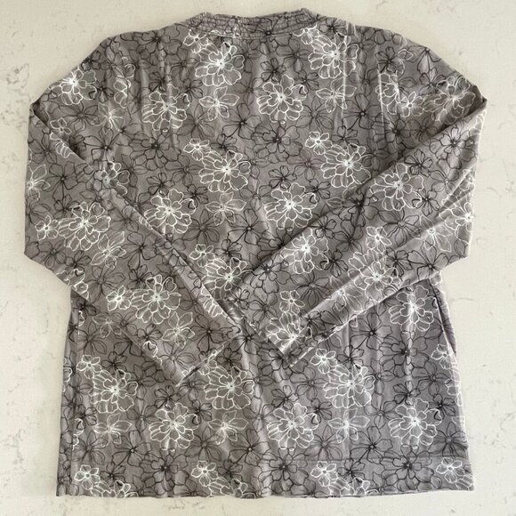 Carole Hochman Comfy Floral Print 2 Piece Cotton Pajama Set Grey White Blk Sz S - Picture 6 of 13